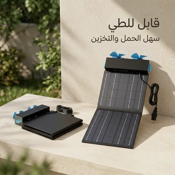 لوح شمسي قابل للطي مفرود تحت الشمس يشحن جوالاً عبر USB - صورة 4