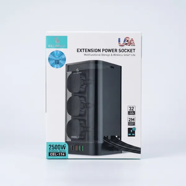توصيلة كهرباء بشاحن لاسلكي و6 مخارج ومنافذ USB - صورة 5